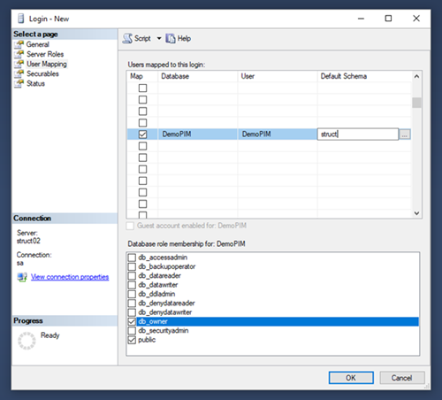 Set up a StructPIM database